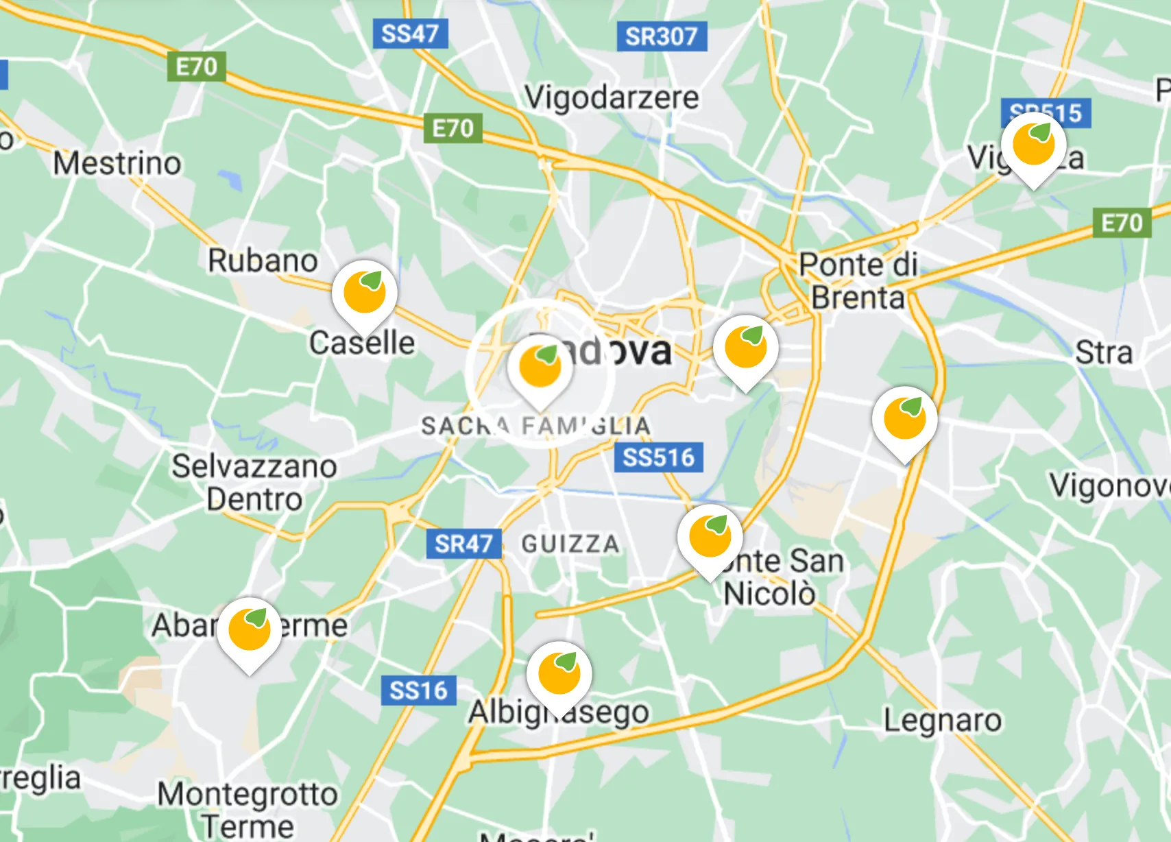 Mappa Nutrizione Sana Padova Centro